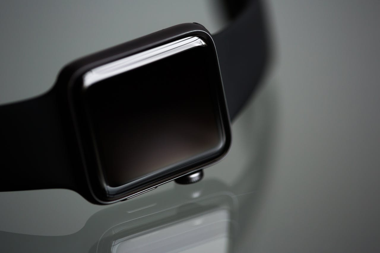 hero-img-02 Detailed close-up of a stylish modern smartwatch with a black band, ideal for tech enthusiasts.